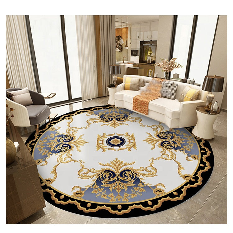Luxury Round Custom Carpets Flower Wool Silk Washable Rug