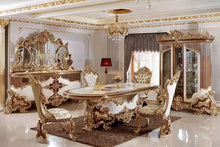 Load image into Gallery viewer, Antique home furniture luxury classic (old) grey dining chairs strong carving wooden tufted dining chair
