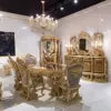 Load image into Gallery viewer, French style Luxury Solid Wood Antique Carved long Dining table royal luxury dining room set wine cabent