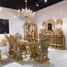 Load image into Gallery viewer, French style Luxury Solid Wood Antique Carved long Dining table royal luxury dining room set wine cabent