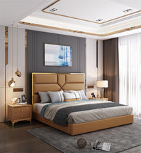 Load image into Gallery viewer, High Quality Solid Wood Oak BedDouble Bed Designs In WoodLeather Upholstery Bed