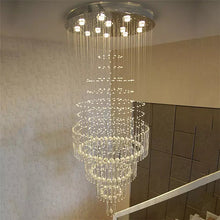 Load image into Gallery viewer, luxury hotel lobby lighting beaded chandelier samples staircase crystal light long chandelier for villa high ceiling entryway