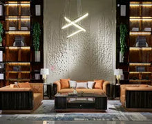 Load image into Gallery viewer, luxury leather designer large flat floor living room sofa set