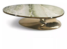 Load image into Gallery viewer, Antique golden hand carved high gloss coffee table royal solid wood marble top vintage coffee table