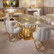 Load image into Gallery viewer, Dinning table set 4 chair royal luxury italian dining table gold furniture