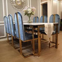 Load image into Gallery viewer, Dining Table Classic Set Furniture Modern Luxury 6seater Stainless Steel and marble Top