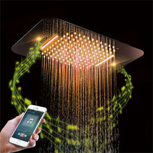 Charger l'image dans la galerie, SUS304 23*15 Inch Led Shower Head with Music System Rain and Waterfall Shower Ceiling Embedded Bathroom Shower Faucet Set