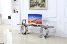 Cargar imagen en el visor de la galería, Luxury Home Marble Top Brushed Stainless Steel Base TV Stand