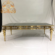 Load image into Gallery viewer, Solar led luxury stainless metal base rectangle glass table