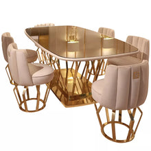 Load image into Gallery viewer, Dinning table set 4 chair royal luxury italian dining table gold furniture