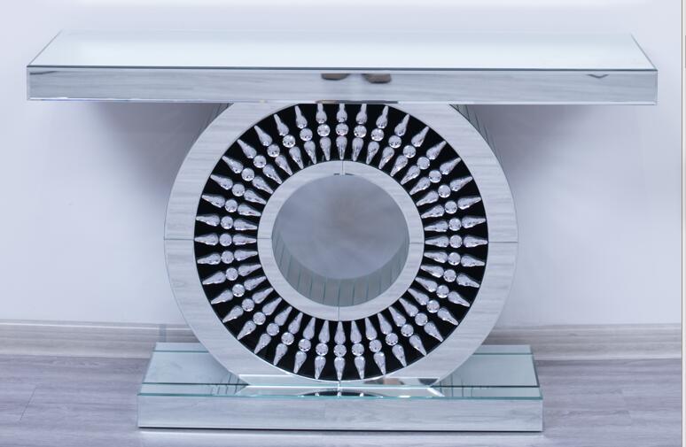 Console Table Silver Glass Body Decorative Style Console Side Hallway Table