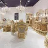 Load image into Gallery viewer, French style Luxury Solid Wood Antique Carved long Dining table royal luxury dining room set wine cabent