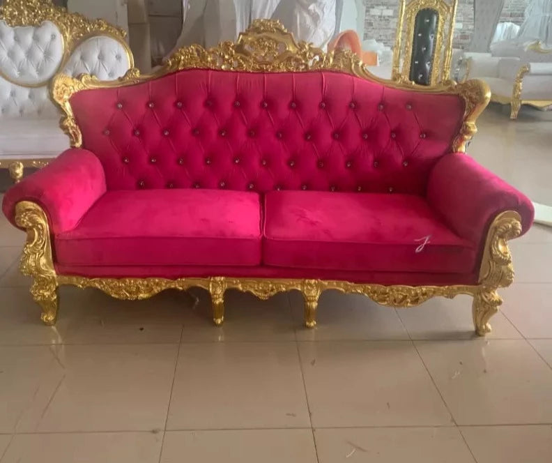 Luxury Royal Wedding Sofa Throne Chair Accent Gold (Customize Color - Message us)