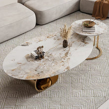 Load image into Gallery viewer, Italian Marble and Stainless Steel living room stainless steel designer oval marble combination coffee table