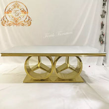 Load image into Gallery viewer, White Glass Sweetheart Gold Dining Table