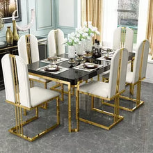 Load image into Gallery viewer, Dining Table Classic Set Furniture Modern Luxury 6seater Stainless Steel and marble Top