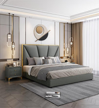 Загрузить изображение в средство просмотра галереи, Latest Luxury Modern Simple Bed Room Furniture Bedroom Set Bed Frame Solid Wooden King Size Fabric Bed