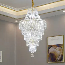 Lade das Bild in den Galerie-Viewer, Modern Luxury Multi-layer K9 Crystal Pendant Light Villa Hotel Lobby Project Large Round Chandelier Light