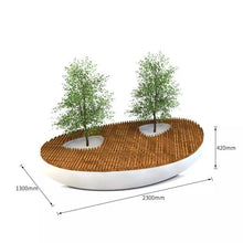 Load image into Gallery viewer, Fiberglass Seating Bench & flowerpot treepot FRP wooden lounge chair and sofas furniture with treepot flowerpot
