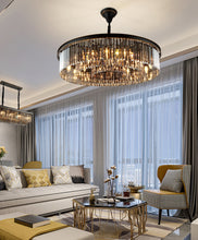 Load image into Gallery viewer, Luxury black semi embedded bedroom living room round Chandelier Ceiling lights