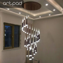 Load image into Gallery viewer, Modern pendant chandelier for stairs
Luxury hanging chandelier light
Statement chandelier for staircase
Grand foyer staircase chandelier
Elegant staircase chandelier