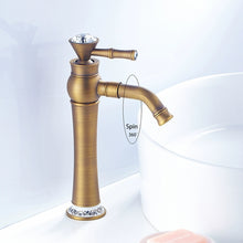 Charger l'image dans la galerie, Porcelain Diamond Antique Single Handle Bathroom Basin Faucet Mixer Taps