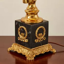 Load image into Gallery viewer, crystal table lamp hand-made light in lost-wax with french style of classic light brass shade cloth lampshade