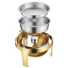 Load image into Gallery viewer, Luxury Large Stainless Steel Chafing Dish Gold 6.5L Big Roll Top Round Catering Chafing Dish Food Warmer