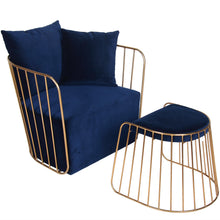 Load image into Gallery viewer, Modern Hotel Metal Gold Brides Veil Lounge Chair and Ottoman