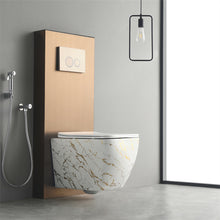 Load image into Gallery viewer, toilet bowl siphon 300mm roughning inn electroplated porcelaine ceramic toilet dual flush rimless wall mounted luxury highend high quality white modern gold black blue pink toilet water closet toilet fixture sanitary ware flush toilet sensor commode potty smart modern egg shape toilet seat