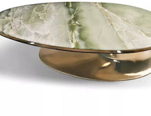 Load image into Gallery viewer, Antique golden hand carved high gloss coffee table royal solid wood marble top vintage coffee table