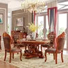 Load image into Gallery viewer, classic extendable wooden carved dining table set for 10, marble or wood top dining room set