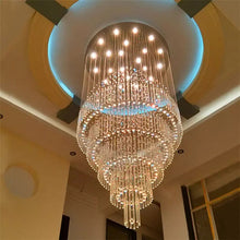 Load image into Gallery viewer, luxury hotel lobby lighting beaded chandelier samples staircase crystal light long chandelier for villa high ceiling entryway