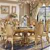 Load image into Gallery viewer, golden foil hand carved Italian style dining room furniture round dining table