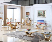 Load image into Gallery viewer, Living Room Contemporary Luxury Marble Top Gold Stainless Steel Center Glass Coffee Table