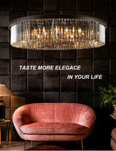 Load image into Gallery viewer, Luxury black semi embedded bedroom living room round Chandelier Ceiling lights
