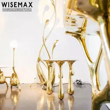 Lade das Bild in den Galerie-Viewer, Modern dining room gold metal Legs top round dining table luxury designer drop shaped dining table for home