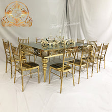 Load image into Gallery viewer, Solar led luxury stainless metal base rectangle glass table