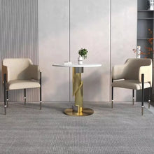 Cargar imagen en el visor de la galería, Modern Side Table Gold plated coffee table cafe lounge high table with marble top and stainless steel base