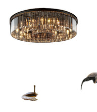 Load image into Gallery viewer, Luxury black semi embedded bedroom living room round Chandelier Ceiling lights