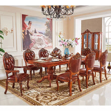 Load image into Gallery viewer, Luxury French royal European classic solid wood carved timber dining room furniture 8 seater chair dining table set