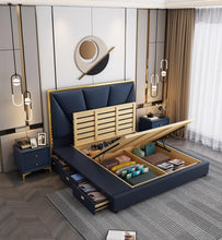 Загрузить изображение в средство просмотра галереи, Latest Luxury Modern Simple Bed Room Furniture Bedroom Set Bed Frame Solid Wooden King Size Fabric Bed