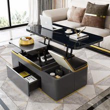 Lade das Bild in den Galerie-Viewer, Luxury multifunctional lifting Table marble black coffee table with 6 stools
