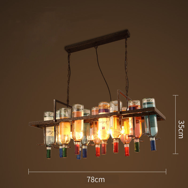 Retro Industrial Rustic LED Beer Lamp Decorative Creative Glass Wine Bottle Chandelier Pendant Light for Cafe Bar