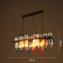 Cargar imagen en el visor de la galería, Retro Industrial Rustic LED Beer Lamp Decorative Creative Glass Wine Bottle Chandelier Pendant Light for Cafe Bar