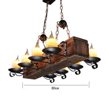 Load image into Gallery viewer, loft Hanging retro Chandelier Rustic Candlestick Pendant wood Antique lights Creative Led Vintage boat Wooden home lamp lighting