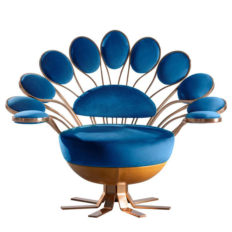 Modern luxury sofa chair stainless steel frame velvet fabric hotel living room single sofa