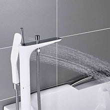 Cargar imagen en el visor de la galería, White Chrome Bathroom Floor Standing Mount Bath Tub Sink Faucet Mixer