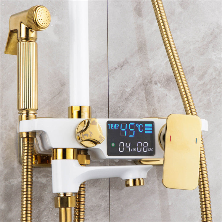 Opera Satin Gold Luxury Modern Thermostatic Faucet Bathroom Shower Set