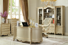 Cargar imagen en el visor de la galería, American style office furniture solid woodEuropean gold leather comfortable executive chair